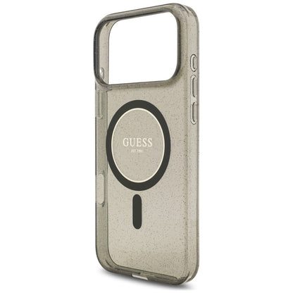 MagSafe Case for Apple iPhone 18 Pro / 17 Pro, Guess, IML Glitter with Pearl Strap, Black