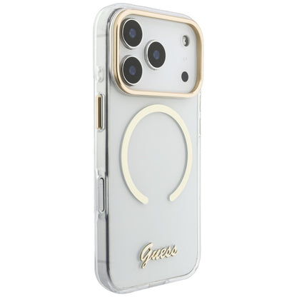 MagSafe Case for Apple iPhone 18 Pro / 17 Pro, Guess, IML Script Metal, Transparent