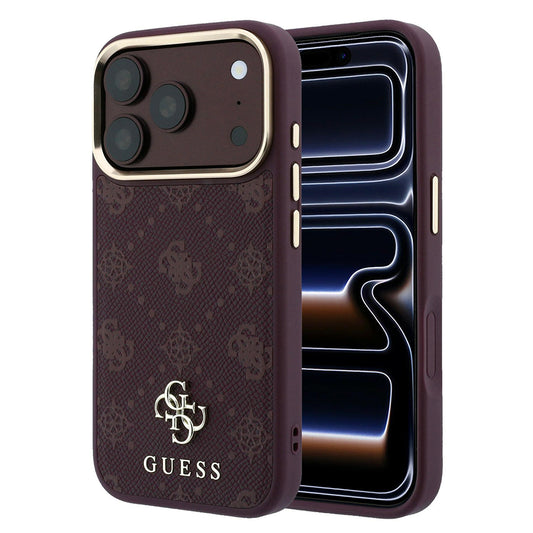 MagSafe Case for Apple iPhone 18 Pro / 17 Pro, Guess, Peony 4G Small Logo, Burgundy