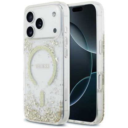 MagSafe Case for Apple iPhone 18 Pro / 17 Pro, Guess, Resin Bottom Glitter, Gold