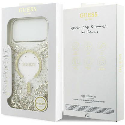 MagSafe Case for Apple iPhone 18 Pro / 17 Pro, Guess, Resin Bottom Glitter, Gold