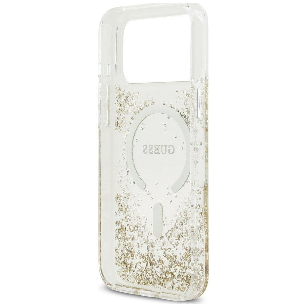 MagSafe Case for Apple iPhone 18 Pro / 17 Pro, Guess, Resin Bottom Glitter, Gold