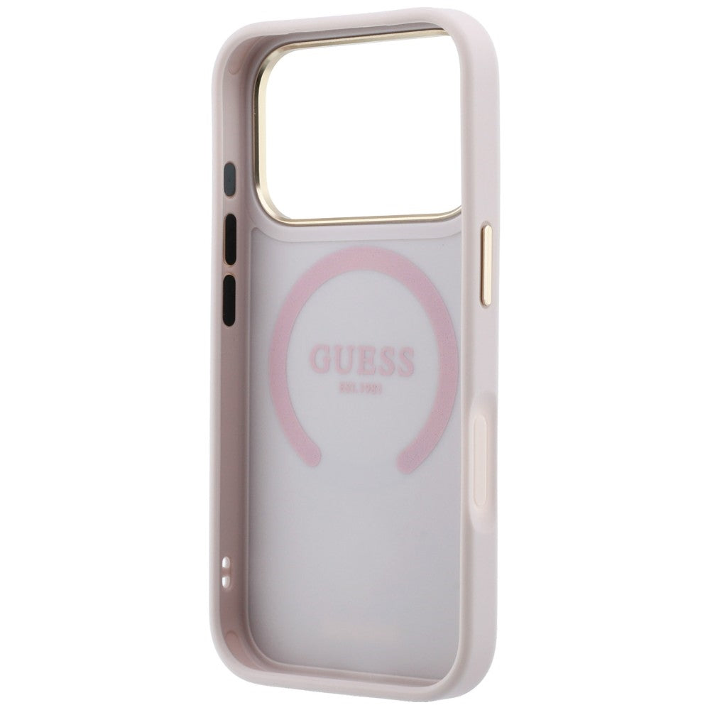 MagSafe Case for Apple iPhone 18 Pro / 17 Pro, Guess, Stripe Peony 4G, Pink
