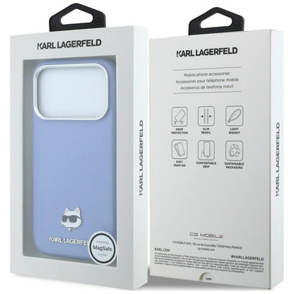 MagSafe Case for Apple iPhone 18 Pro / 17 Pro, Karl Lagerfeld, Grained Choupette Head, Blue