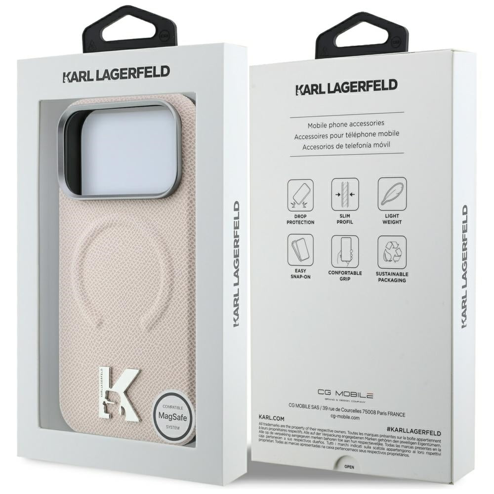 MagSafe Case for Apple iPhone 18 Pro / 17 Pro, Karl Lagerfeld, Grained Embossed Ring, Beige