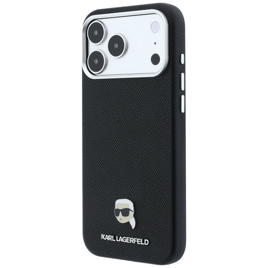 MagSafe Case for Apple iPhone 18 Pro / 17 Pro, Karl Lagerfeld, Grained Karl Head's Metal, Black