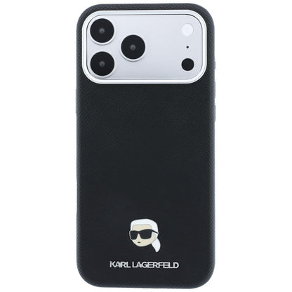 MagSafe Case for Apple iPhone 18 Pro / 17 Pro, Karl Lagerfeld, Grained Karl Head's Metal, Black