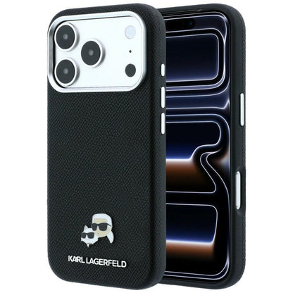 MagSafe Case for Apple iPhone 18 Pro / 17 Pro, Karl Lagerfeld, Grained KC Heads, Black