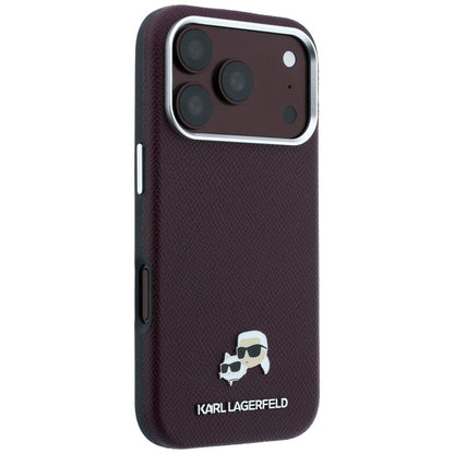 MagSafe Case for Apple iPhone 18 Pro / 17 Pro, Karl Lagerfeld, Grained KC Heads, Burgundy