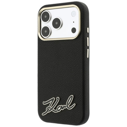 MagSafe Case for Apple iPhone 18 Pro / 17 Pro, Karl Lagerfeld, Grained Resin Sign Logo, Black