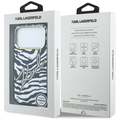 MagSafe Case for Apple iPhone 18 Pro / 17 Pro, Karl Lagerfeld, HC IML Signature Zebra Glitter Gold, Black