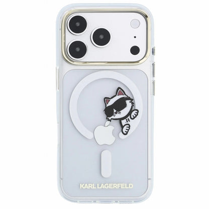 MagSafe Case for Apple iPhone 18 Pro / 17 Pro, Karl Lagerfeld, IML Peekaboo Print and Metal Frame, Transparent