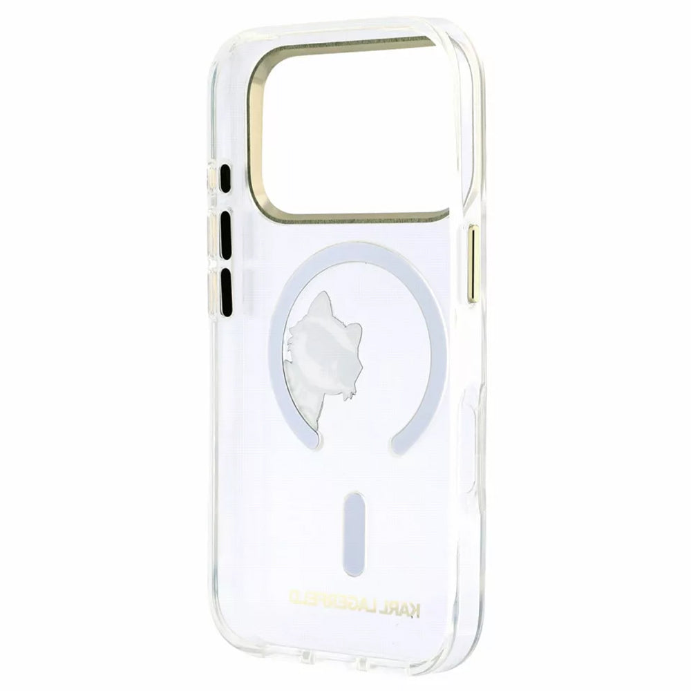 MagSafe Case for Apple iPhone 18 Pro / 17 Pro, Karl Lagerfeld, IML Peekaboo Print and Metal Frame, Transparent