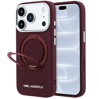 MagSafe Case for Apple iPhone 18 Pro / 17 Pro, Karl Lagerfeld, Ring Stand 360 Saffiano, Burgundy