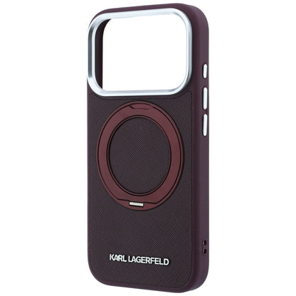 MagSafe Case for Apple iPhone 18 Pro / 17 Pro, Karl Lagerfeld, Ring Stand 360 Saffiano, Burgundy