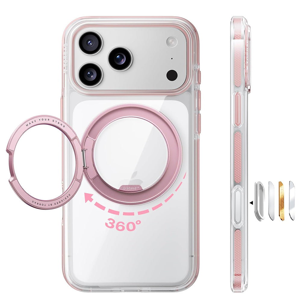 MagSafe Case for Apple iPhone 18 Pro / 17 Pro, Torras, Ostand O3 Light, Pink