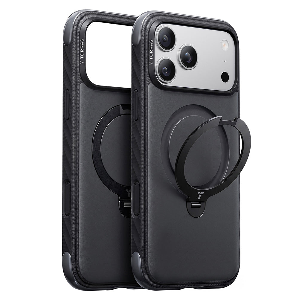MagSafe Case for Apple iPhone 18 Pro / 17 Pro, Torras, Ostand Q3 Rugged, Black