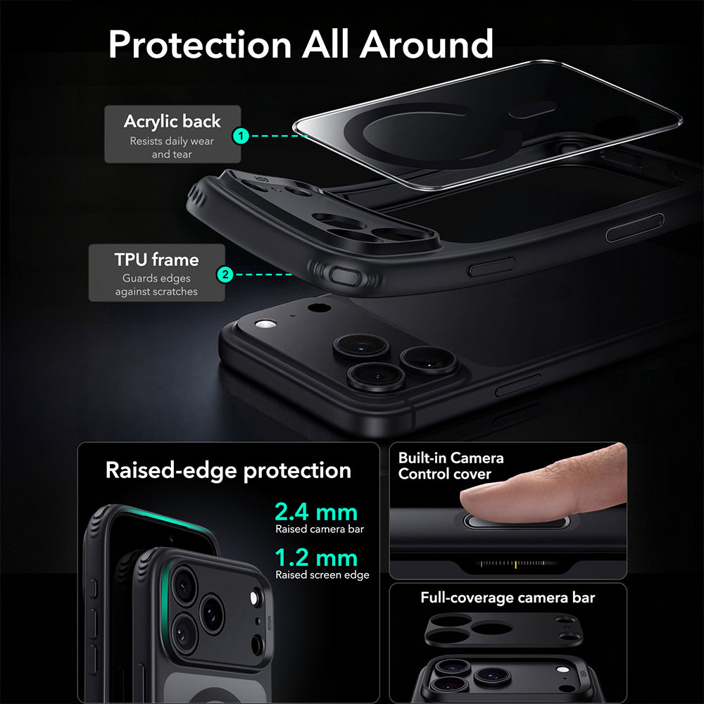 MagSafe Case for Apple iPhone 18 Pro, ESR, Classic Hybrid, Transparent Black