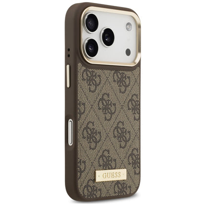 MagSafe Case for Apple iPhone 18 Pro Max / 17 Pro Max, Guess, 4G Logo Plate, Brown