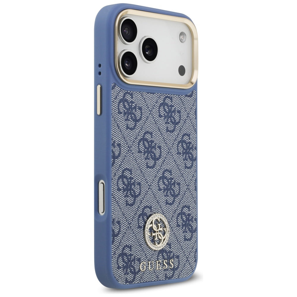 MagSafe Case for Apple iPhone 18 Pro Max / 17 Pro Max, Guess, 4G Strass Logo, Blue