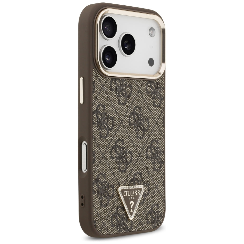 MagSafe Case for Apple iPhone 18 Pro Max / 17 Pro Max, Guess, 4G Triangle Logo, Brown
