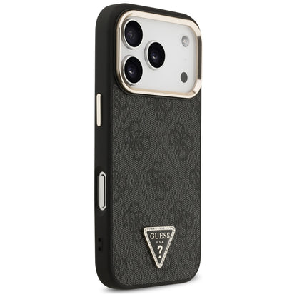 MagSafe Case for Apple iPhone 18 Pro Max / 17 Pro Max, Guess, 4G Triangle Logo, Black and Gold