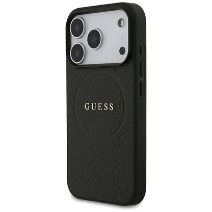 MagSafe Case for Apple iPhone 18 Pro Max / 17 Pro Max, Guess, Grained Gold Ring, Black