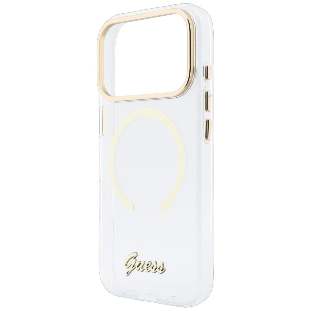 MagSafe Case for Apple iPhone 18 Pro Max / 17 Pro Max, Guess, IML Script Metal, Transparent
