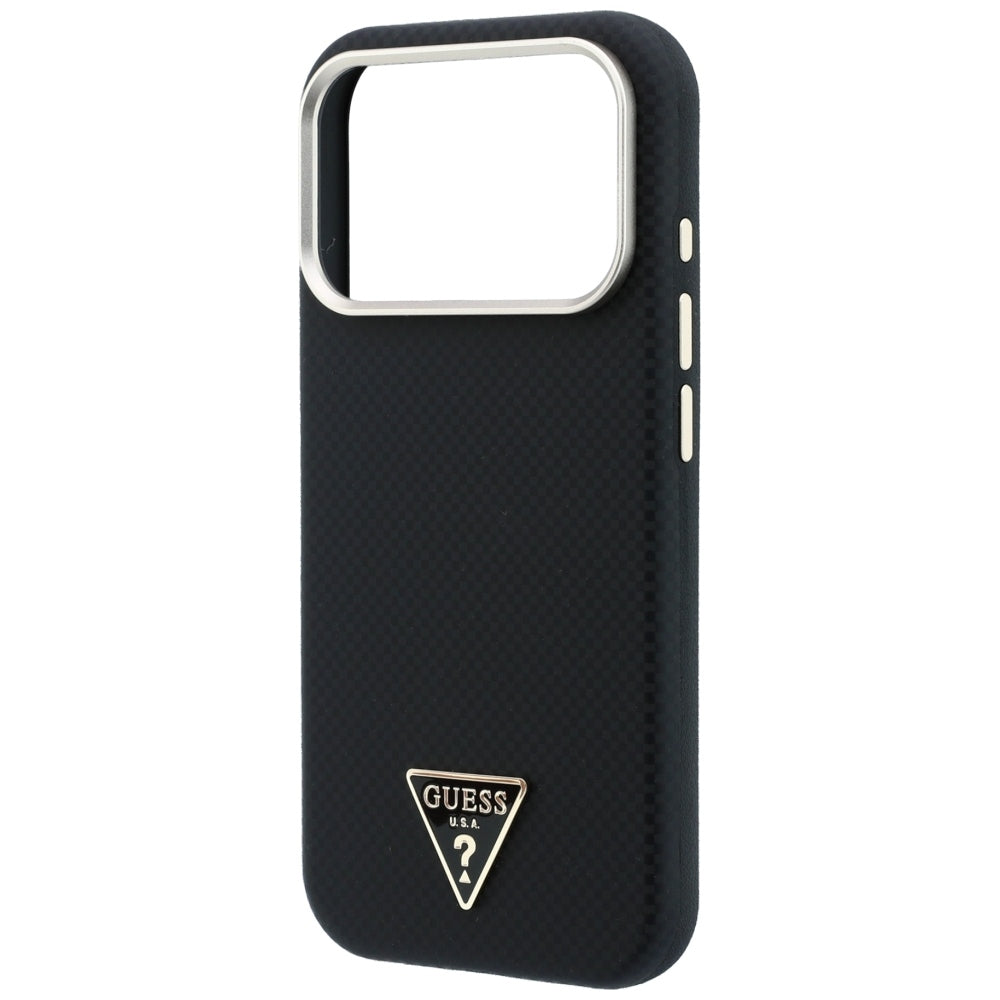 MagSafe Case for Apple iPhone 18 Pro Max / 17 Pro Max, Guess, Kevlar Triangle Logo, Black