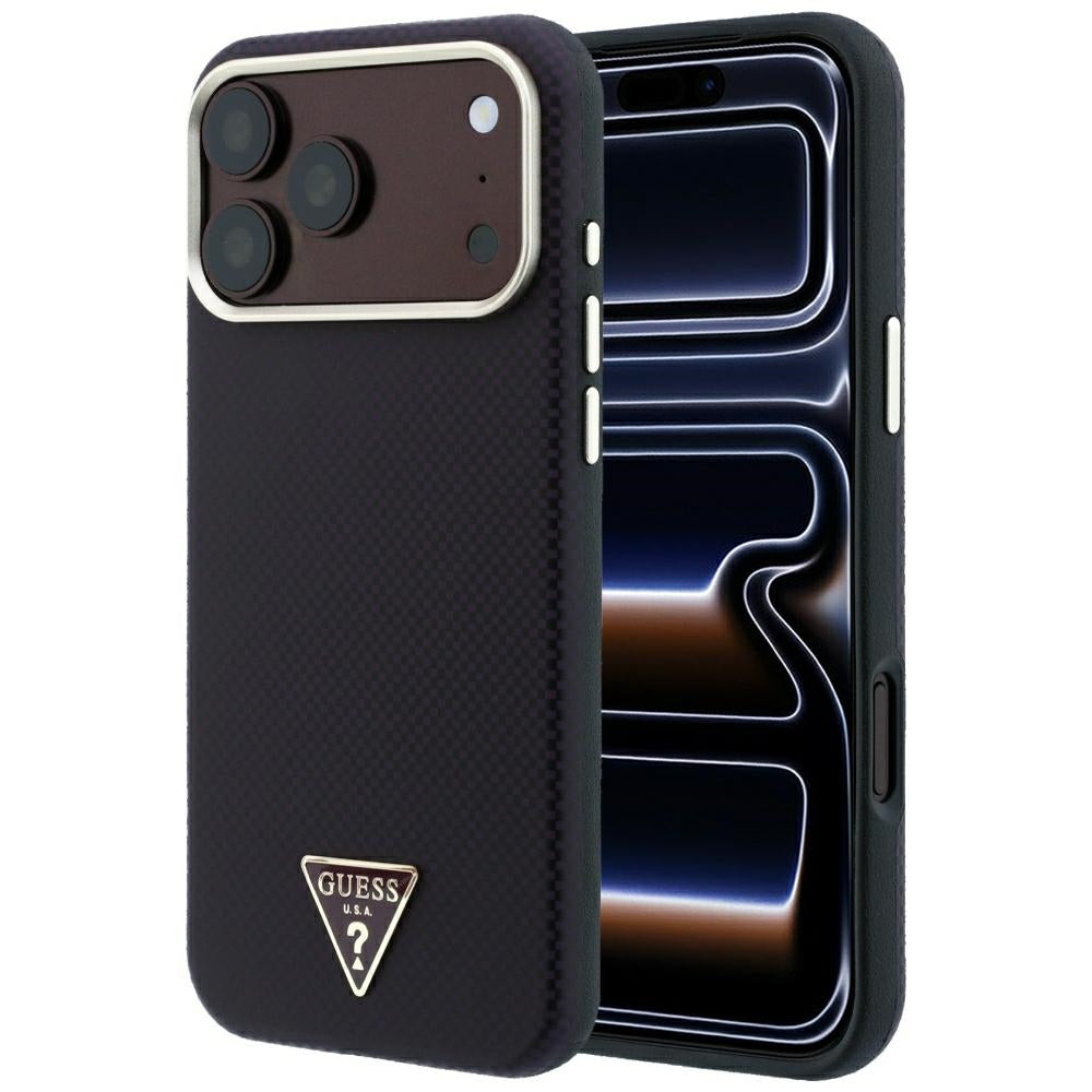MagSafe Case for Apple iPhone 18 Pro Max / 17 Pro Max, Guess, Kevlar Triangle Logo, Burgundy