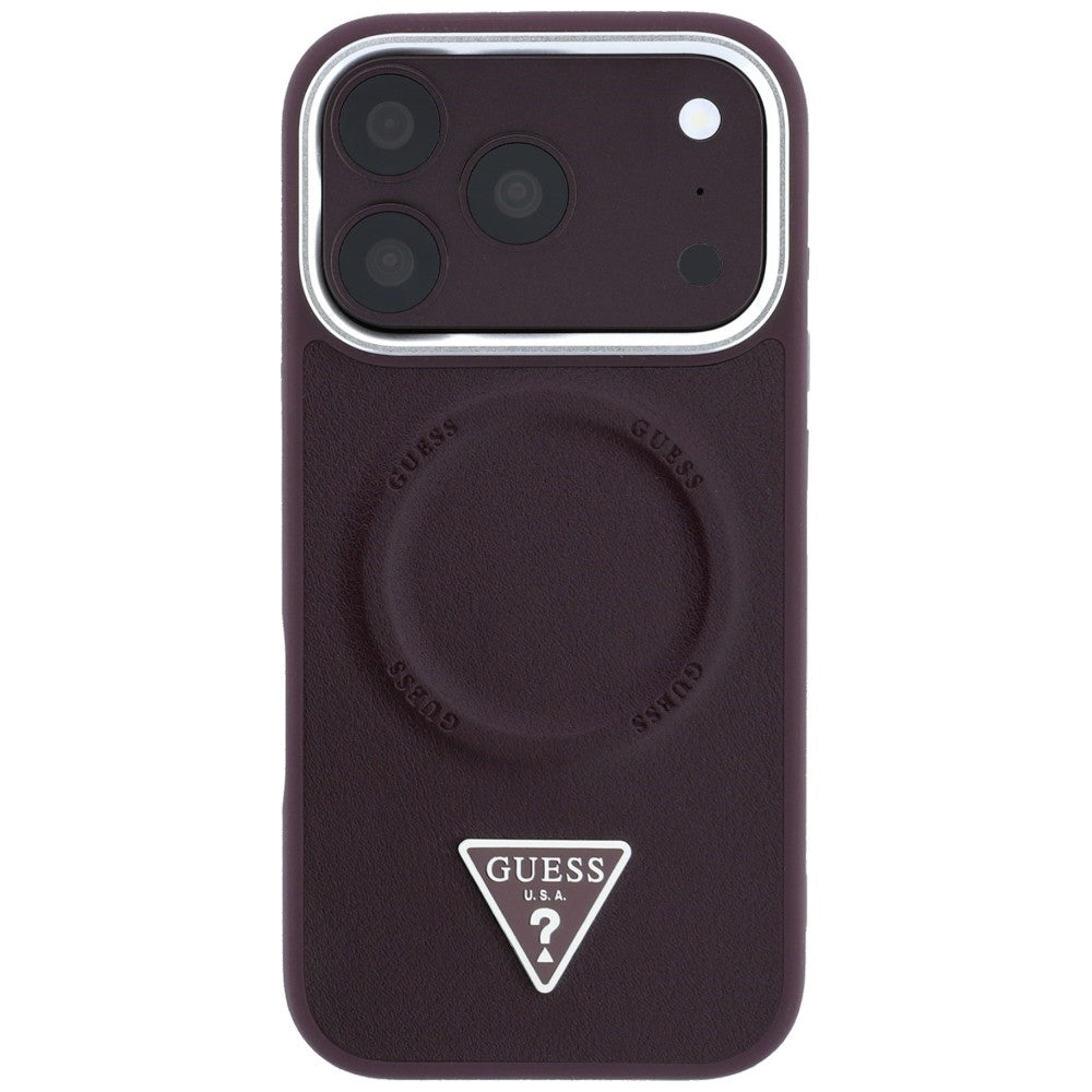 MagSafe Case for Apple iPhone 18 Pro Max / 17 Pro Max, Guess, Triangle Logo, Burgundy