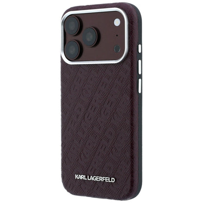MagSafe Case for Apple iPhone 18 Pro Max / 17 Pro Max, Karl Lagerfeld, Grained Metal Logo, Burgundy