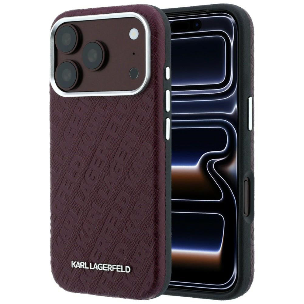 MagSafe Case for Apple iPhone 18 Pro Max / 17 Pro Max, Karl Lagerfeld, Grained Metal Logo, Burgundy
