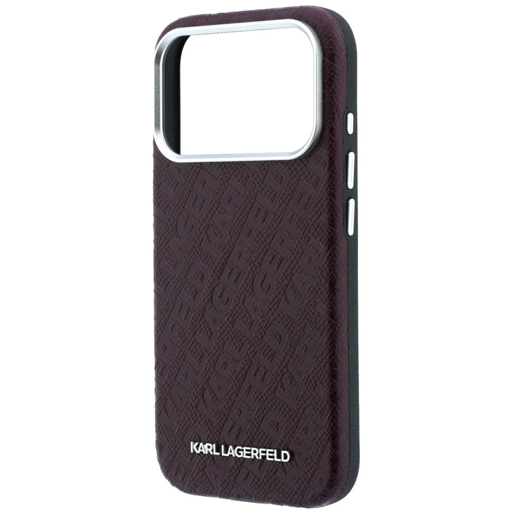 MagSafe Case for Apple iPhone 18 Pro Max / 17 Pro Max, Karl Lagerfeld, Grained Metal Logo, Burgundy
