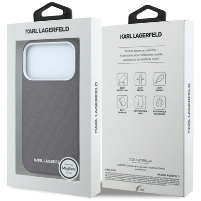MagSafe Case for Apple iPhone 18 Pro Max / 17 Pro Max, Karl Lagerfeld, Grained Metal Logo, Burgundy