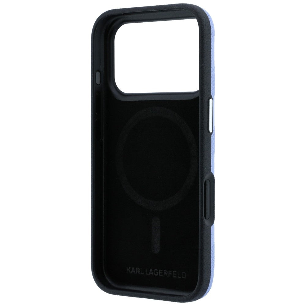 MagSafe Case for Apple iPhone 18 Pro Max / 17 Pro Max, Karl Lagerfeld, Grained Mono Resin Logo, Blue