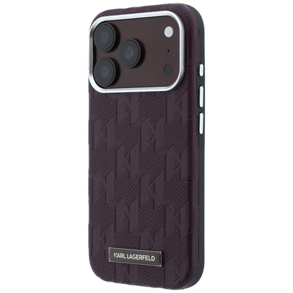 MagSafe Case for Apple iPhone 18 Pro Max / 17 Pro Max, Karl Lagerfeld, Grained Mono Resin Logo, Burgundy
