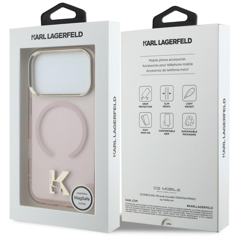MagSafe Case for Apple iPhone 18 Pro Max / 17 Pro Max, Karl Lagerfeld, IML Karl Head Logo, Pink