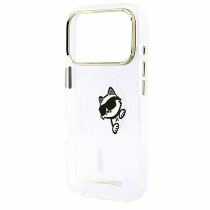 MagSafe Case for Apple iPhone 18 Pro Max / 17 Pro Max, Karl Lagerfeld, IML Peekaboo Print and Metal Frame, Transparent