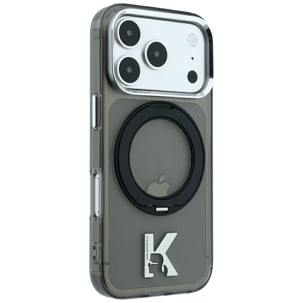 MagSafe Case for Apple iPhone 18 Pro Max / 17 Pro Max, Karl Lagerfeld, IML Ring Stand Kameo Metal, Black