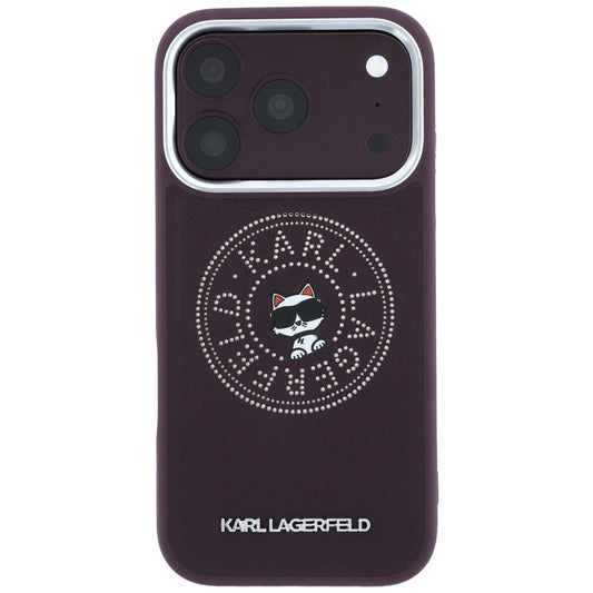 MagSafe Case for Apple iPhone 18 Pro Max / 17 Pro Max, Karl Lagerfeld, Point and Choupette Sketch, Burgundy