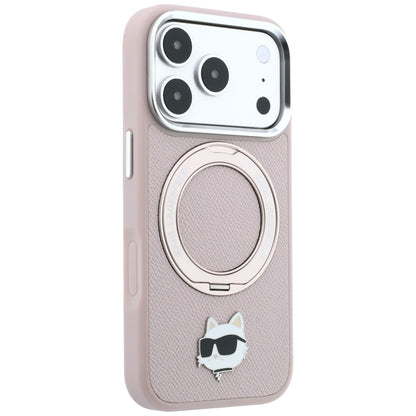 MagSafe Case for Apple iPhone 18 Pro Max / 17 Pro Max, Karl Lagerfeld, Ring Stand 360 Choupette Pin, Pink