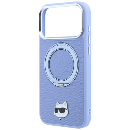 MagSafe Case for Apple iPhone 18 Pro Max / 17 Pro Max, Karl Lagerfeld, Saffiano Ring Stand 360 Choupette Pin, Blue