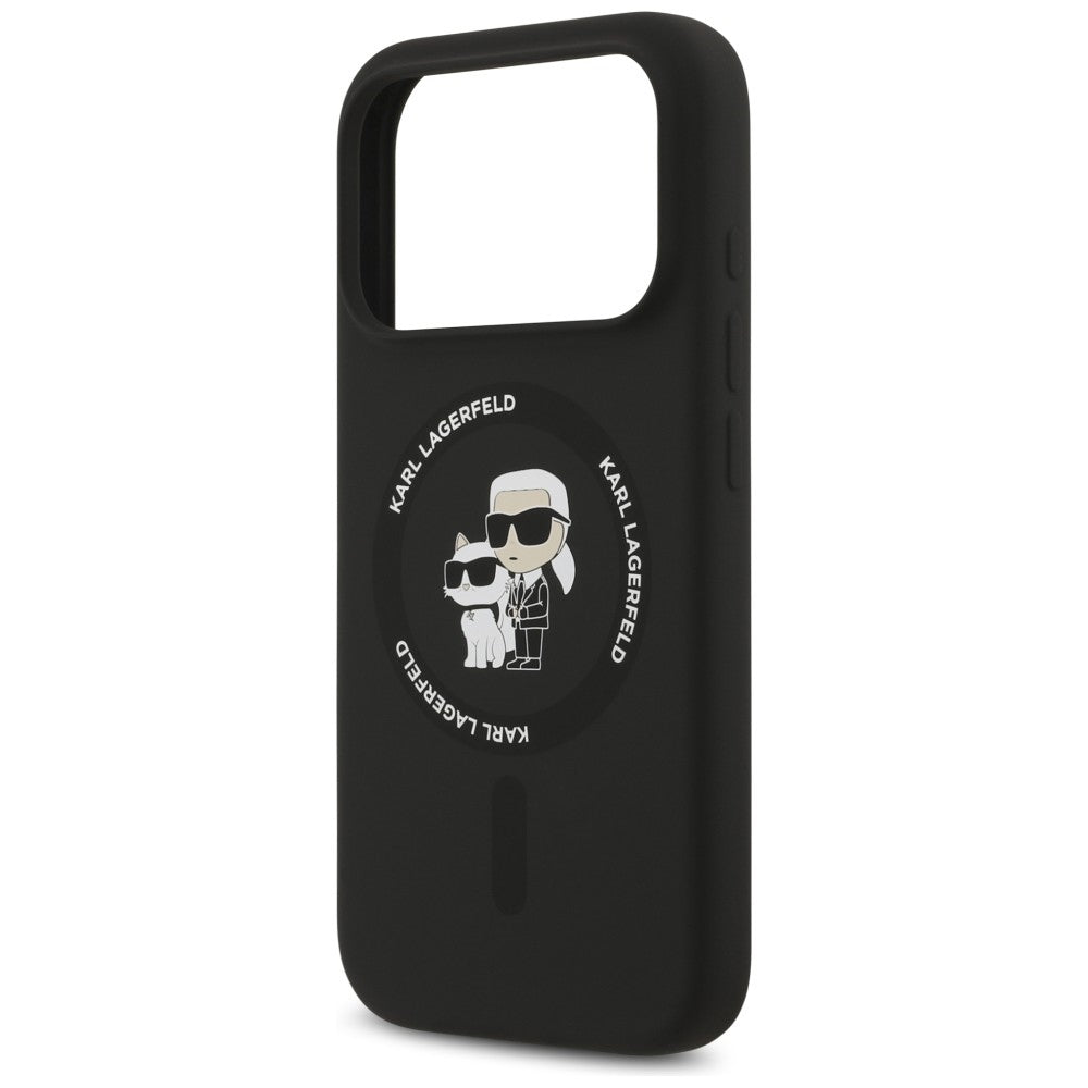 MagSafe Case for Apple iPhone 18 Pro Max / 17 Pro Max, Karl Lagerfeld, Silicone Ring Karl & Choupette, Black