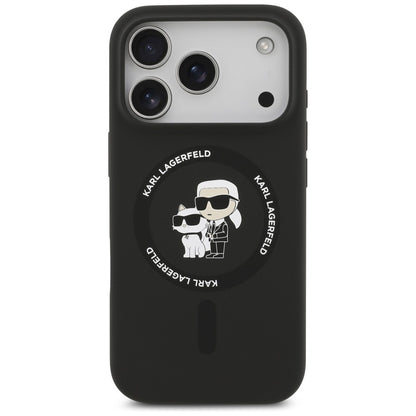 MagSafe Case for Apple iPhone 18 Pro Max / 17 Pro Max, Karl Lagerfeld, Silicone Ring Karl & Choupette, Black