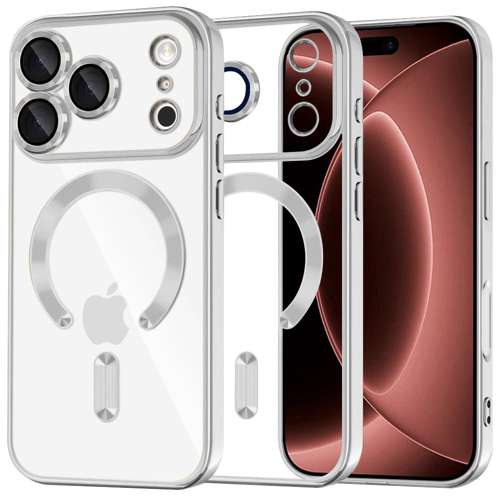 MagSafe Case for Apple iPhone 18 Pro Max / 17 Pro Max, Techsuit, Luxury Crystal, Silver