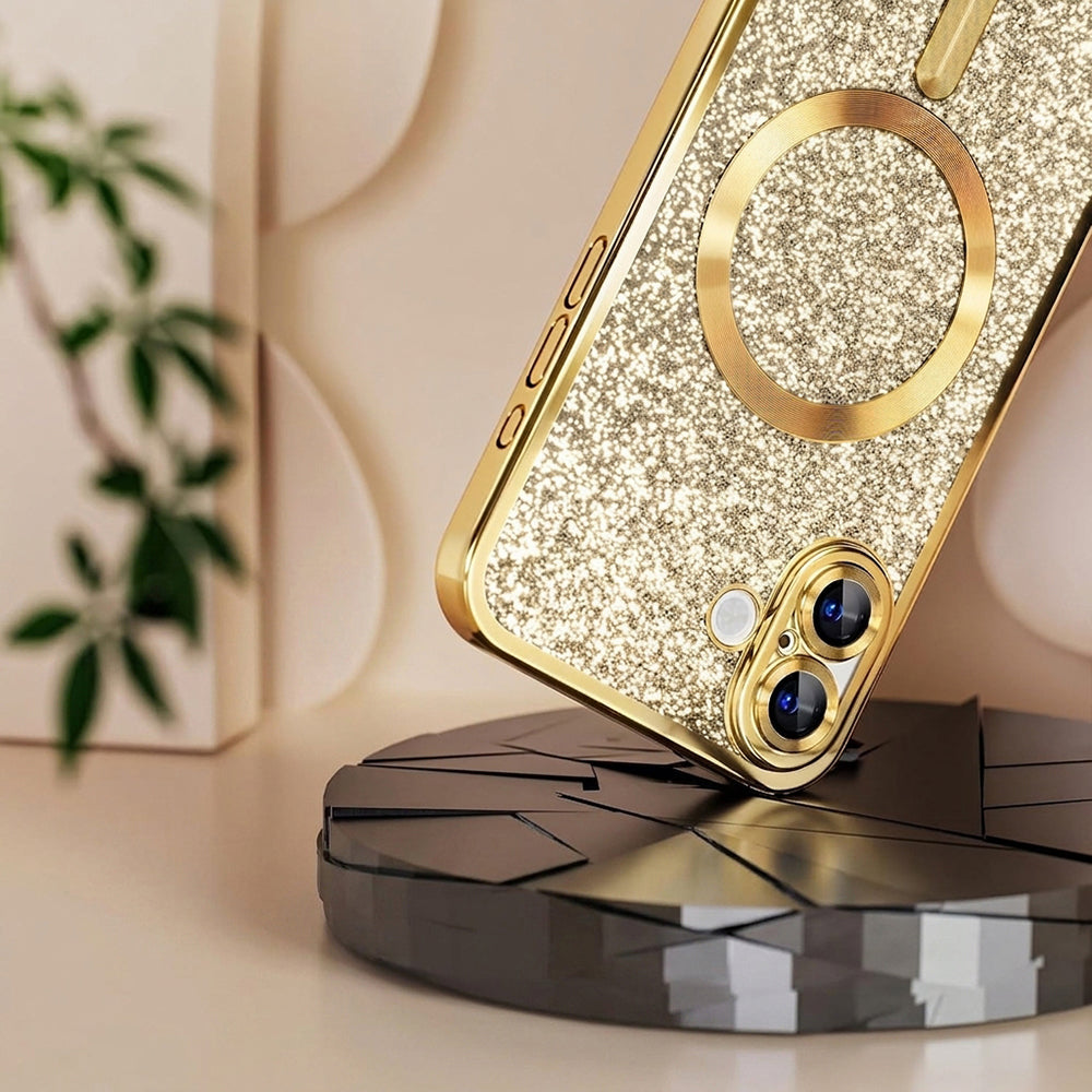 MagSafe Case for Apple iPhone 18 Pro Max / 17 Pro Max, Techsuit, Luxury Glitter, Silver