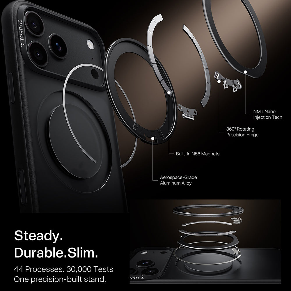 MagSafe Case for Apple iPhone 18 Pro Max / 17 Pro Max, Torras, Ostand O1 Guardian, Black