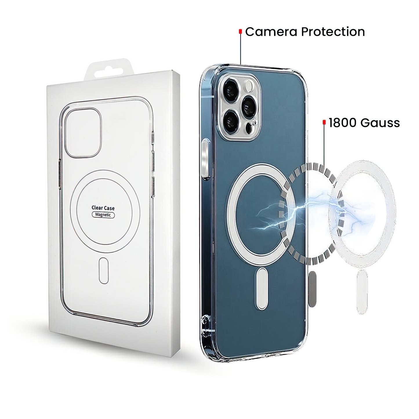 MagSafe Case for Samsung Galaxy A57 5G, OEM, 1800 Gauss, Transparent