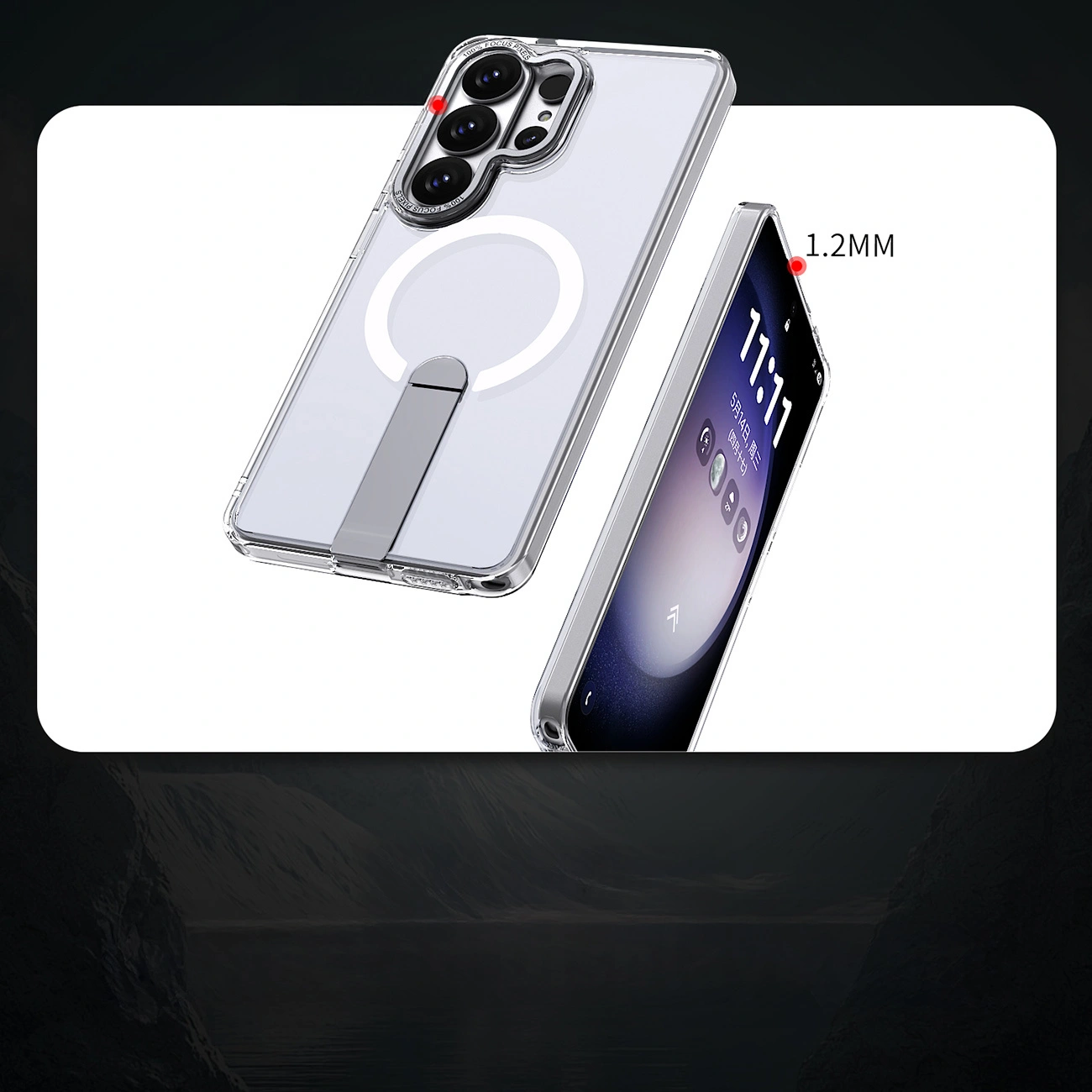 MagSafe Case for Samsung Galaxy S26 S942, Hybrid Armor, X with Stand, Transparent
